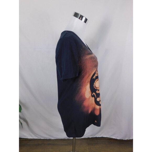 Sugar Skull Shirt Womens Medium Bleached V Neck Graphic Tee Day of the Dead - Picture 7 of 11